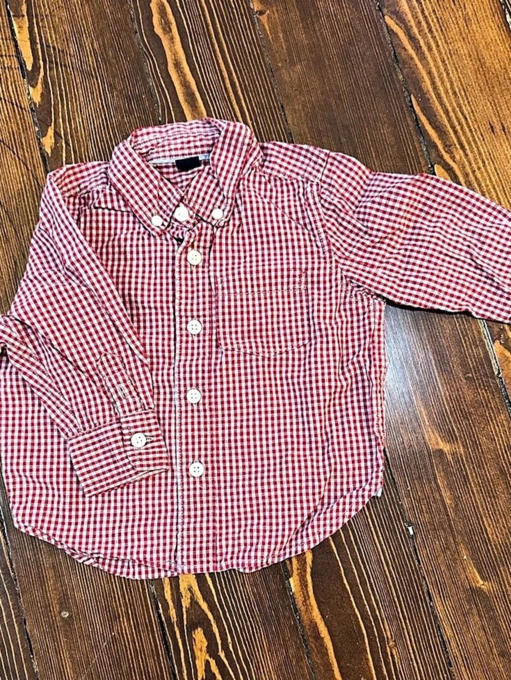 babyGap Baby Gingham Button Down Shirt Red & Grey 18–24 Months